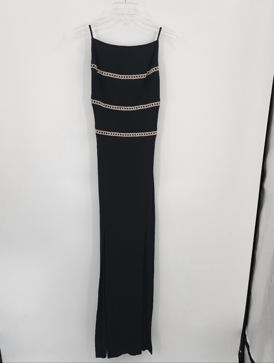 Nicole Bakti Dresses & Skirts - Nicole Bakti Black Maxi Dress with Beaded Stripes, Size XS